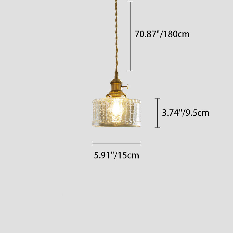 Contemporary Nordic Cylinder Ball Bowl Glass Brass 1-light Pendant Light for Living Room