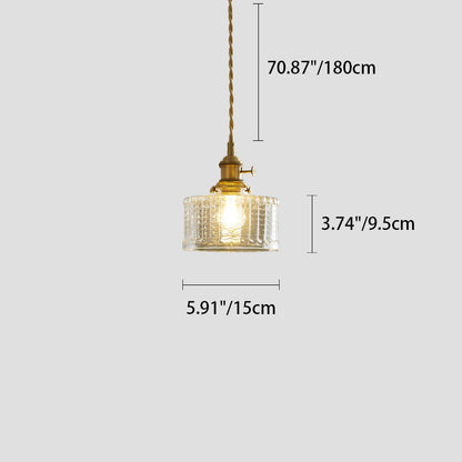 Contemporary Nordic Cylinder Ball Bowl Glass Brass 1-light Pendant Light for Living Room