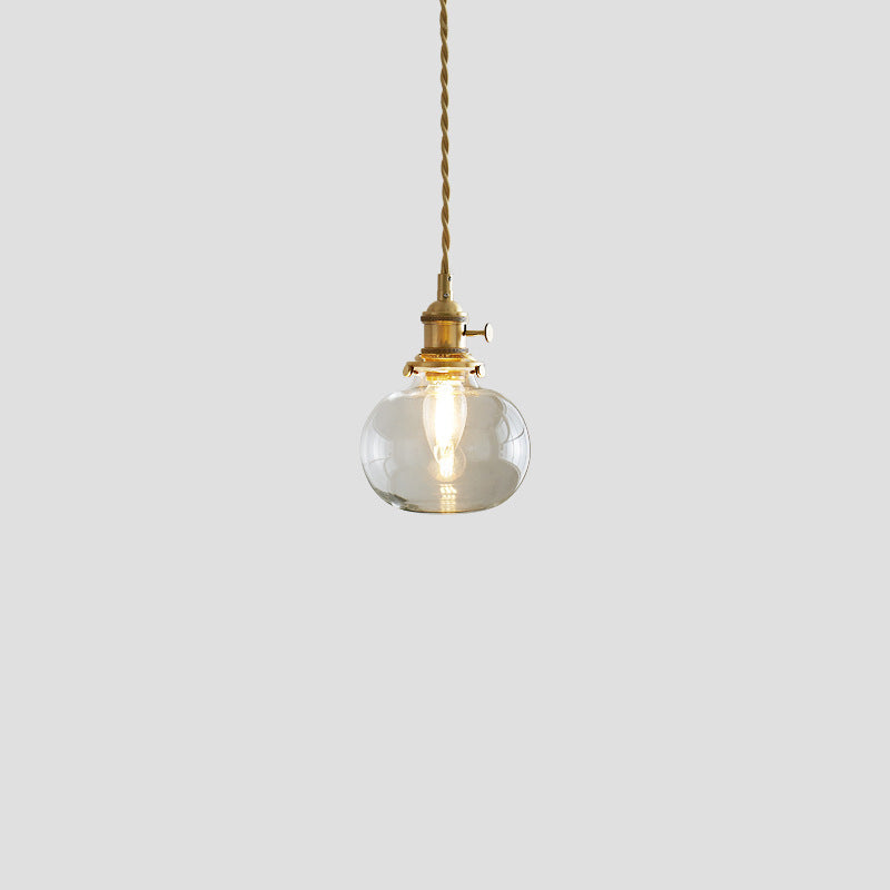 Contemporary Nordic Cylinder Ball Bowl Glass Brass 1-light Pendant Light for Living Room
