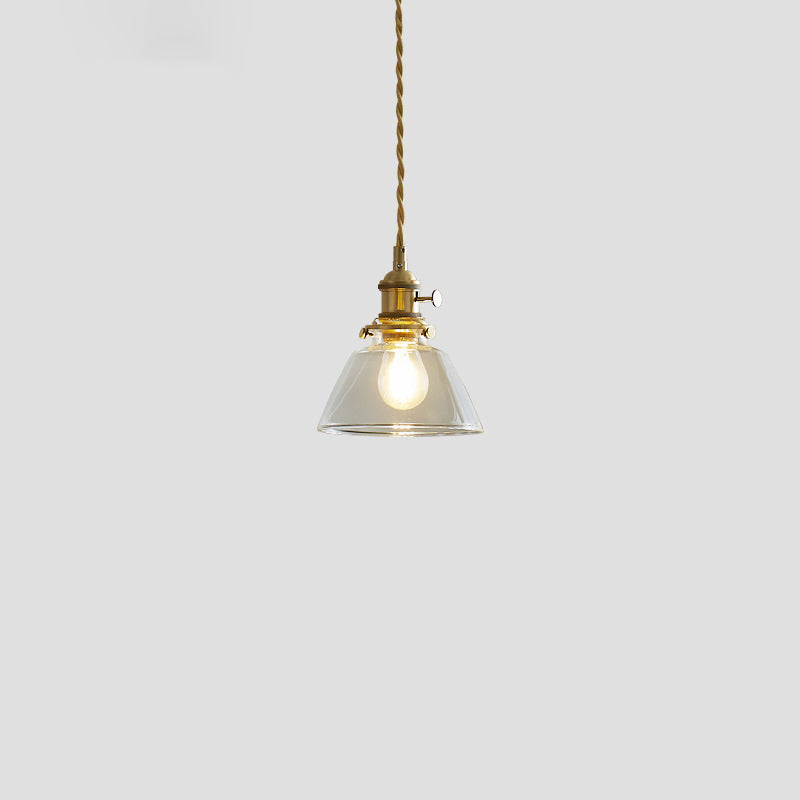 Contemporary Nordic Cylinder Ball Bowl Glass Brass 1-light Pendant Light for Living Room