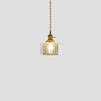 Contemporary Nordic Cylinder Ball Bowl Glass Brass 1-light Pendant Light for Living Room