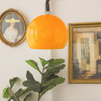 Modern Minimalist Round Mushroom Drum Glass Iron 1-Light Pendant Light For Living Room