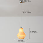 Traditional Chinese Winter Melon Flying Saucer Gourd Round Bamboo Iron 1-light Pendant Light for Living Room BulbSquare