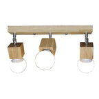 Modern Minimalist Square Orb Wood 1/3 Light Semi-Flush Mount Ceiling Light For Bedroom