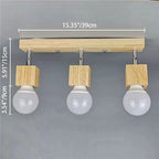 Modern Minimalist Square Orb Wood 1/3 Light Semi-Flush Mount Ceiling Light For Bedroom