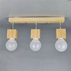 Modern Minimalist Square Orb Wood 1/3 Light Semi-Flush Mount Ceiling Light For Bedroom