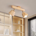 Contemporary Scandinavian Hexagonal Long Rubberwood 1/2/3/4/5 Light Semi-Flush Mount Ceiling Light For Bedroom