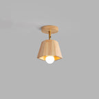 Contemporary Scandinavian Hexagonal Long Rubberwood 1/2/3/4/5 Light Semi-Flush Mount Ceiling Light For Bedroom