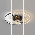 Contemporary Scandinavian Round Orb Star Crescent Glass Acrylic Iron LED Flush Mount Ceiling Light For Bedroom