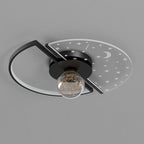 Contemporary Scandinavian Round Orb Star Crescent Glass Acrylic Iron LED Flush Mount Ceiling Light For Bedroom