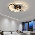 Contemporary Scandinavian Round Orb Star Crescent Glass Acrylic Iron LED Flush Mount Ceiling Light For Bedroom