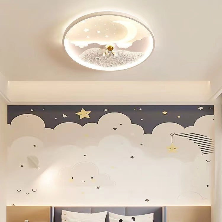 Lumendat Modern Minimalist Kids Astronaut Planet Round Acrylic Resin Iron LED Flush Mount Ceiling Light For Bedroom Lumendat