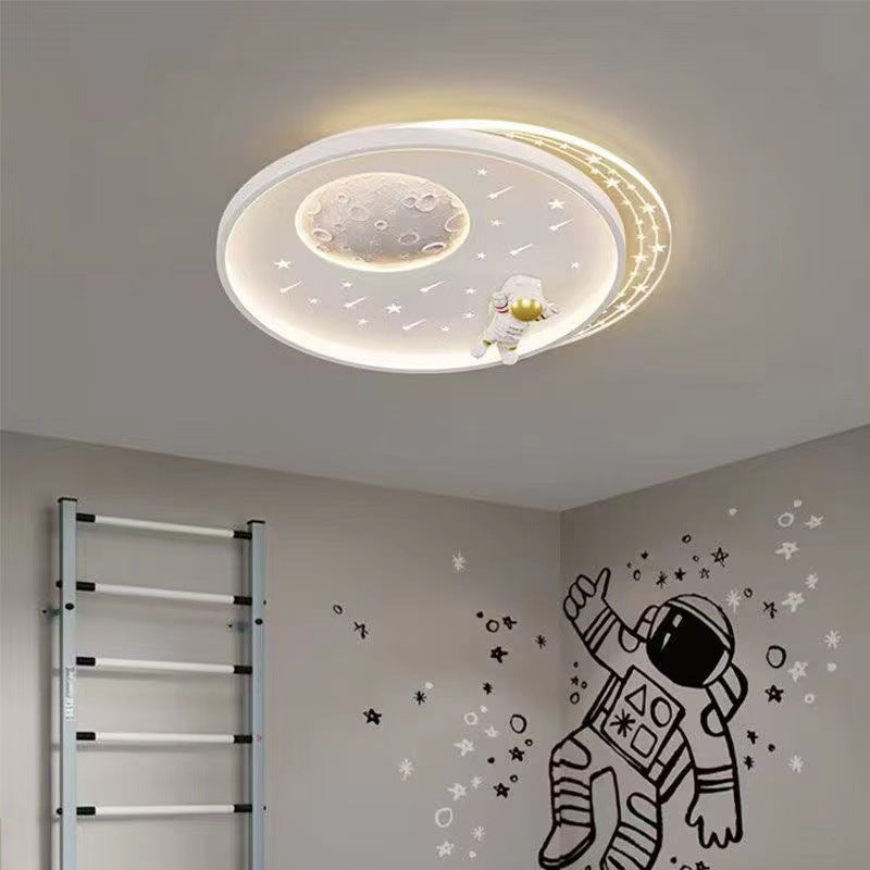 Lumendat Modern Minimalist Kids Astronaut Planet Round Acrylic Resin Iron LED Flush Mount Ceiling Light For Bedroom Lumendat