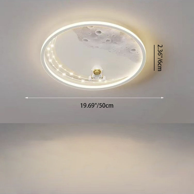 Lumendat Modern Minimalist Kids Astronaut Planet Round Acrylic Resin Iron LED Flush Mount Ceiling Light For Bedroom Lumendat