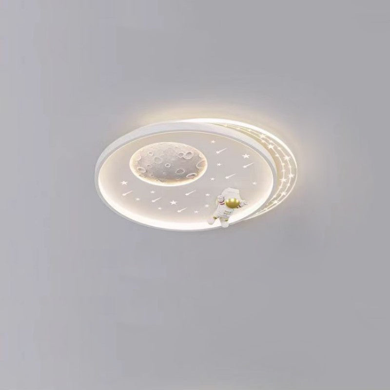Lumendat Modern Minimalist Kids Astronaut Planet Round Acrylic Resin Iron LED Flush Mount Ceiling Light For Bedroom Lumendat