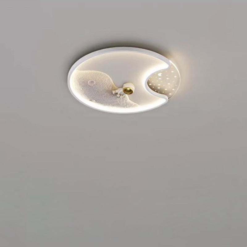 Lumendat Modern Minimalist Kids Astronaut Planet Round Acrylic Resin Iron LED Flush Mount Ceiling Light For Bedroom Lumendat