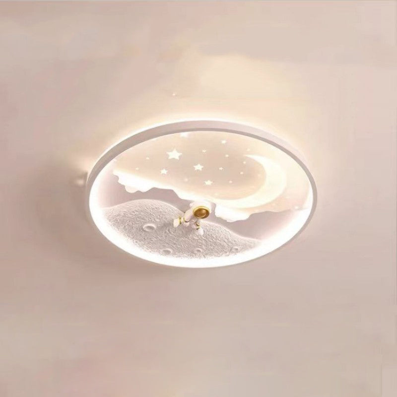 Lumendat Modern Minimalist Kids Astronaut Planet Round Acrylic Resin Iron LED Flush Mount Ceiling Light For Bedroom Lumendat