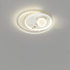 Modern Minimalist Kids Spaceman Planet Orb Acrylic Resin Iron LED Flush Mount Ceiling Light For Living Room
