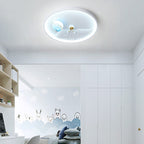 Modern Art Deco Kids Planet Astronaut Acrylic Resin Iron Aluminum LED Flush Mount Ceiling Light For Living Room
