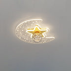 Contemporary Scandinavian Crescent Star Oval Orb Glass Aluminum Iron LED Flush Mount Ceiling Light For Bedroom