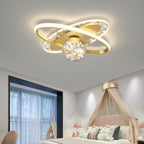 Contemporary Scandinavian Crescent Star Oval Orb Glass Aluminum Iron LED Flush Mount Ceiling Light For Bedroom