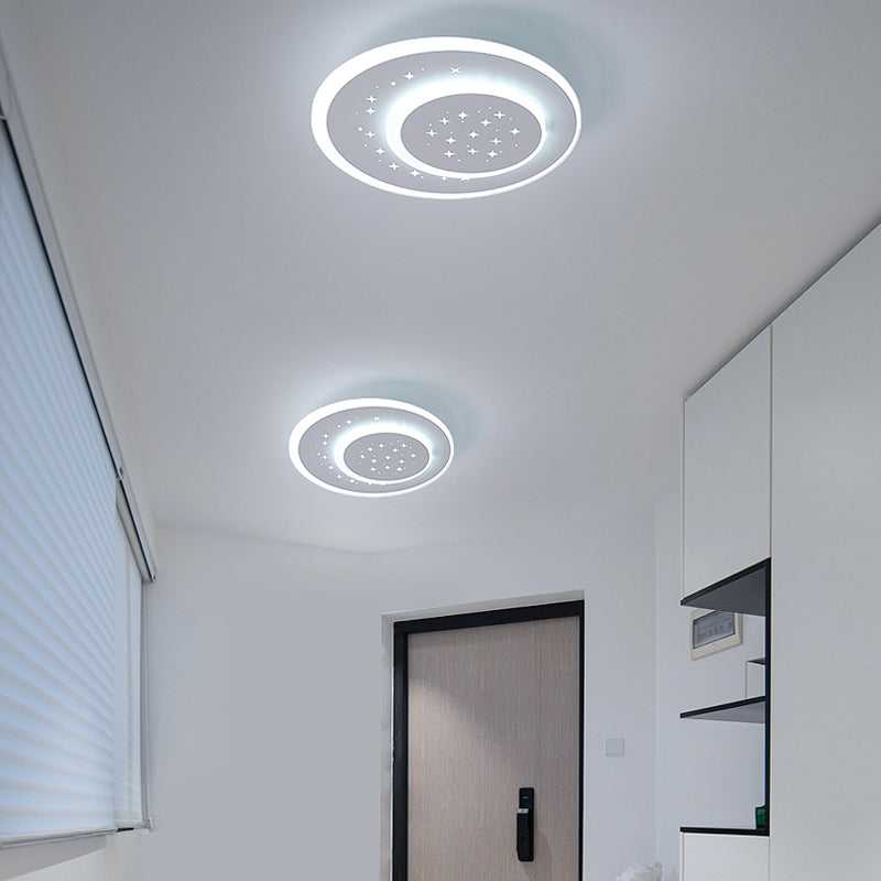 Modern Minimalist Flower Round Pentagram Acrylic Iron LED Flush Mount Ceiling Light For Bedroom