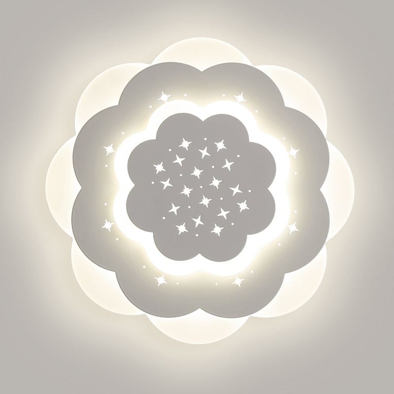 Modern Minimalist Flower Round Pentagram Acrylic Iron LED Flush Mount Ceiling Light For Bedroom