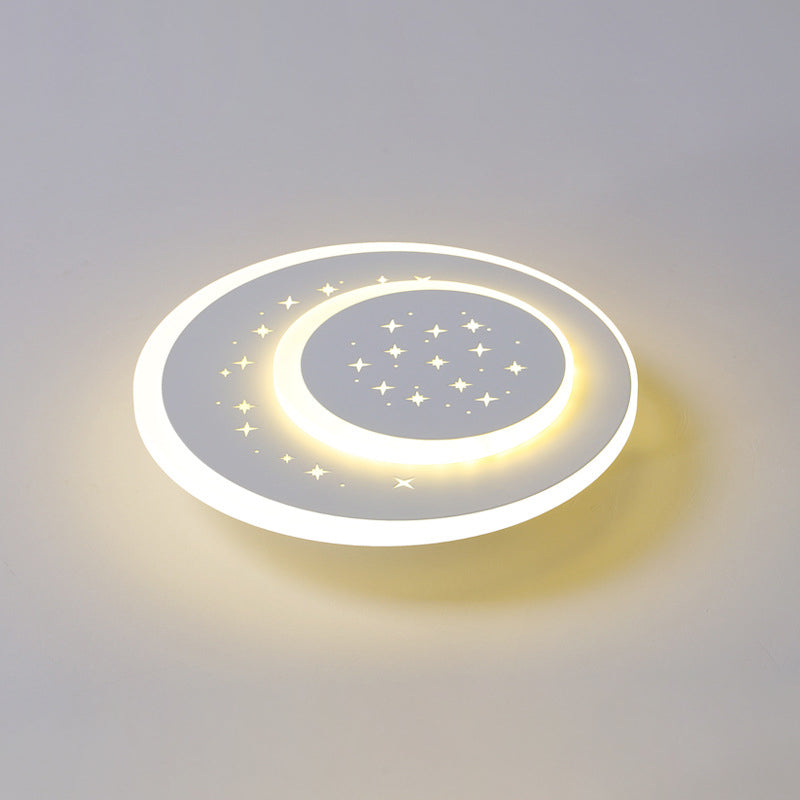 Modern Minimalist Flower Round Pentagram Acrylic Iron LED Flush Mount Ceiling Light For Bedroom