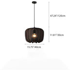 Traditional French Apple Round Fabric Iron 1-Light Pendant Light For Living Room