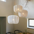 Traditional French Apple Round Fabric Iron 1-Light Pendant Light For Living Room