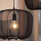 Traditional French Apple Round Fabric Iron 1-Light Pendant Light For Living Room