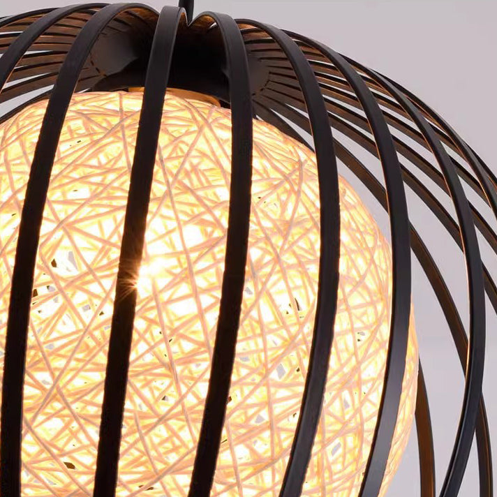 Modern Minimalist Round Hollowed Out Sesame Ball Iron 1-light Pendant Light for Living Room