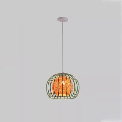 Modern Minimalist Round Hollowed Out Sesame Ball Iron 1-light Pendant Light for Living Room