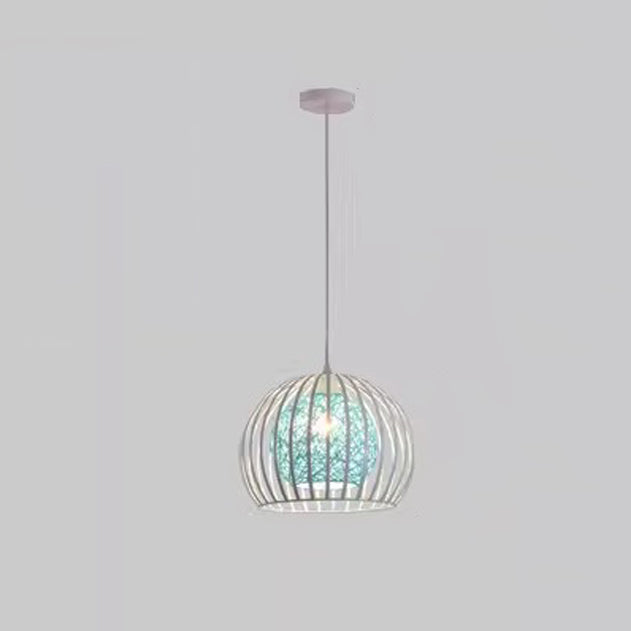 Modern Minimalist Round Hollowed Out Sesame Ball Iron 1-light Pendant Light for Living Room
