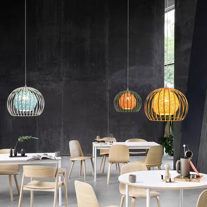 Modern Minimalist Round Hollowed Out Sesame Ball Iron 1-light Pendant Light for Living Room