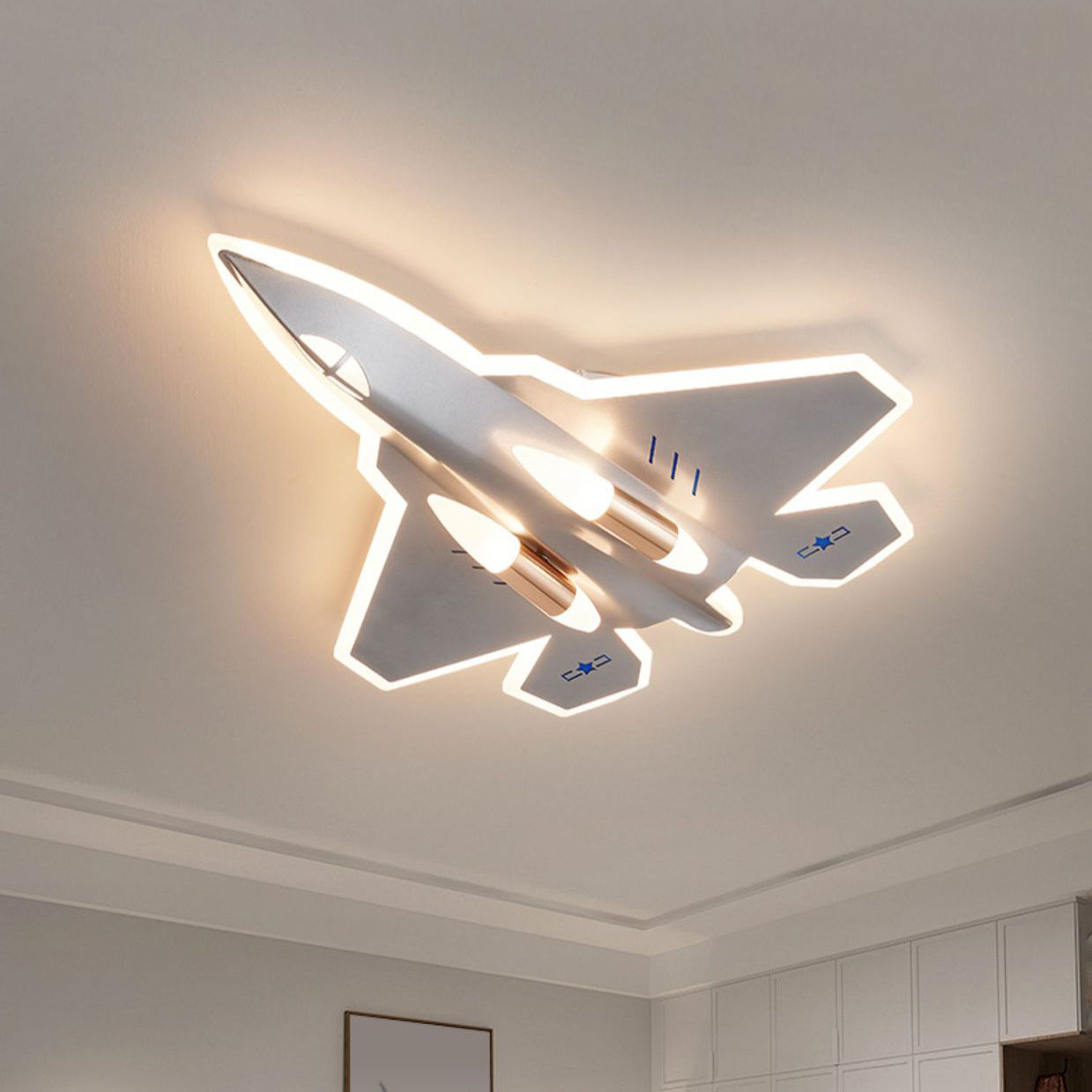 Lumendat Modern Art Deco Kids Fighter Jets Airplanes Acrylic Iron LED Mount Ceiling Light For Living Room Lumendat