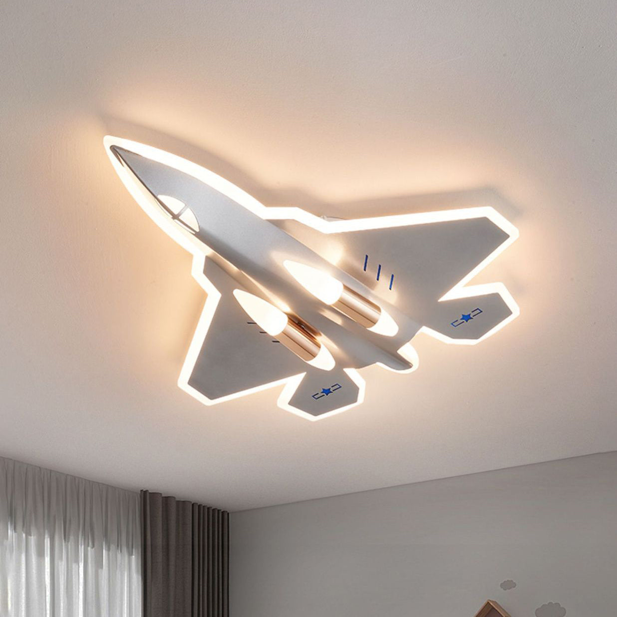 Lumendat Modern Art Deco Kids Fighter Jets Airplanes Acrylic Iron LED Mount Ceiling Light For Living Room Lumendat