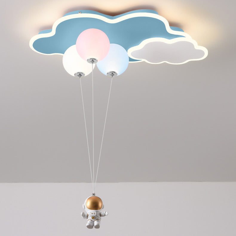 Modern Minimalist Kids Balloon Cloud Astronaut PE Acrylic Hardware LED Mount Ceiling Light For Living Room