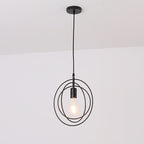 Contemporary Industrial Pentagram Round Hollowed Out Iron 1-Light Pendant Light For Living Room