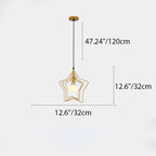 Contemporary Industrial Pentagram Round Hollowed Out Iron 1-Light Pendant Light For Living Room