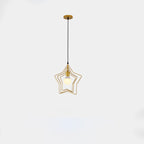 Contemporary Industrial Pentagram Round Hollowed Out Iron 1-Light Pendant Light For Living Room