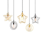 Contemporary Industrial Pentagram Round Hollowed Out Iron 1-Light Pendant Light For Living Room