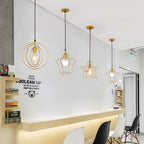Contemporary Industrial Pentagram Round Hollowed Out Iron 1-Light Pendant Light For Living Room