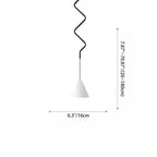 Contemporary Scandinavian Wavy Line Conical Iron Aluminum 1-Light Pendant Light For Living Room