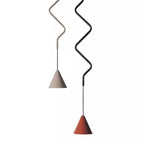 Contemporary Scandinavian Wavy Line Conical Iron Aluminum 1-Light Pendant Light For Living Room