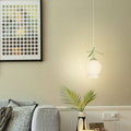 Modern Art Deco Round Flower Leaf Glass Iron 1-Light Pendant Light For Living Room
