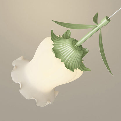 Modern Art Deco Round Flower Leaf Glass Iron 1-Light Pendant Light For Living Room
