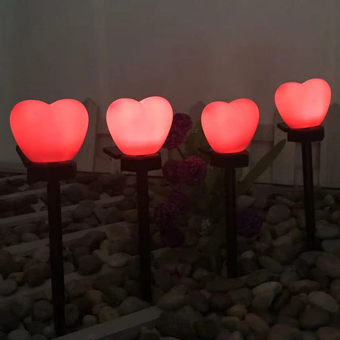 Modern Simplicity Heart Shape Solar Waterproof ABS Plastic LED Outdoor Ground Plug Light For Garden Lumendat