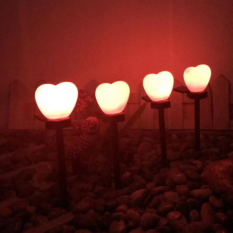 Modern Simplicity Heart Shape Solar Waterproof ABS Plastic LED Outdoor Ground Plug Light For Garden Lumendat