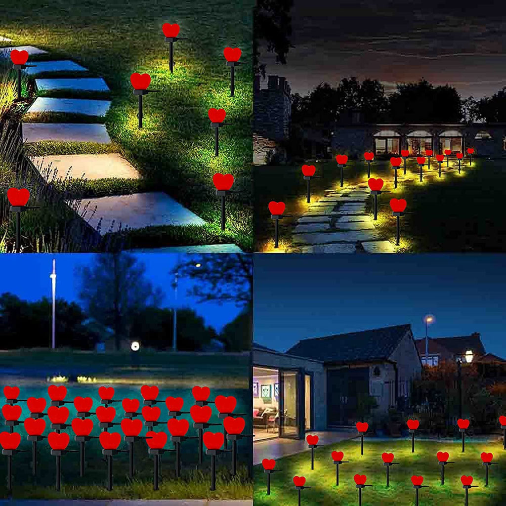 Modern Simplicity Heart Shape Solar Waterproof ABS Plastic LED Outdoor Ground Plug Light For Garden Lumendat